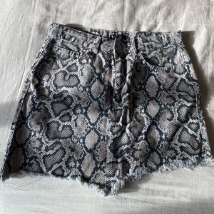 Zara Trafaluc asymmetrical snakeskin denim skirt